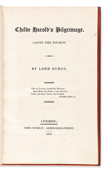 BYRON, LORD GEORGE GORDON NOEL. Childe Harolds Pilgrimage. Canto the Fourth.